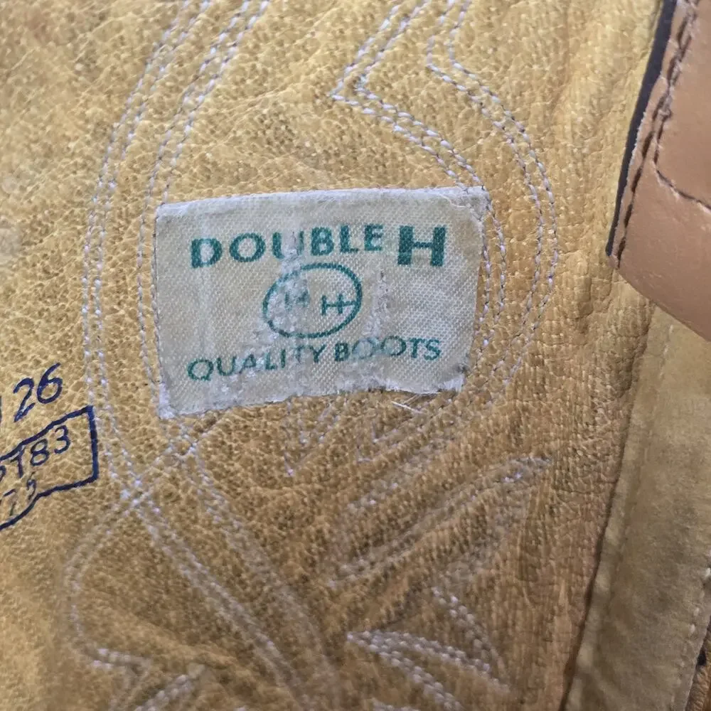 Double H Men's Cowboy Western Boots Tan Leather Round Toe Size 10 D Pull On